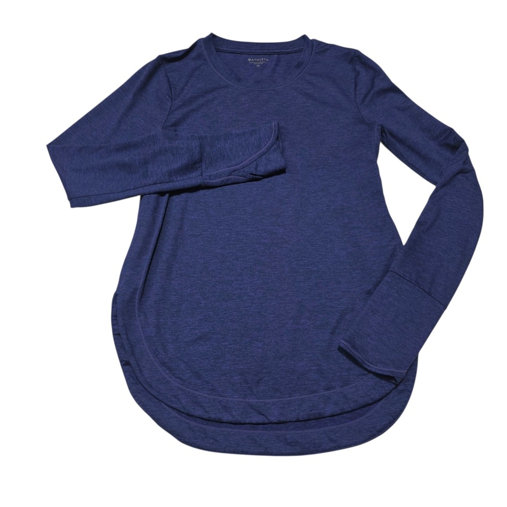 Athleta Uptempo Top Women XS Purple Long Sleeve Thumbhole Activewear Tee